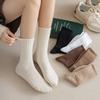 100% Cotton Pure Color Mid-length Tube Socks Women Trendy Street Style Sports Odor-resistant Pile Socks Autumn Winter