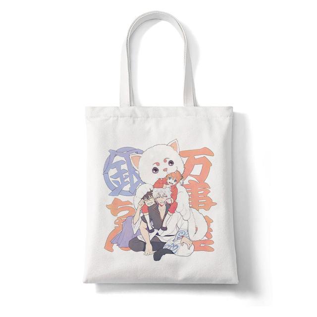 Японское аниме Gintama Sakata Gintoki Kagura с мультяшным принтом, женские сумки для покупок, большая сумка для покупок, модная повседневная сумка Pacakge