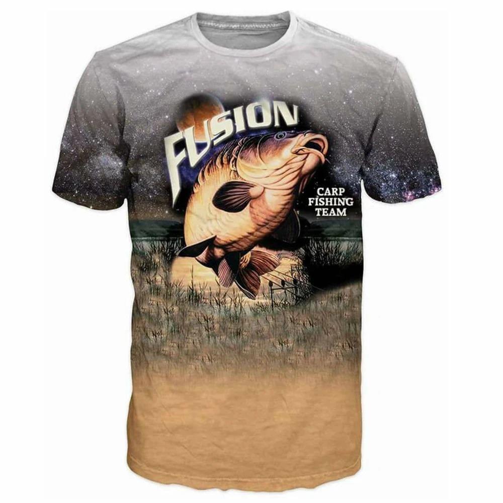 Новая летняя футболка с 3D-принтом для летних карповых рыб, забавная футболка для детей, большие футболки с коротким рукавом