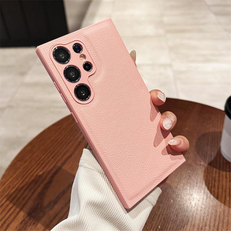 Luxury PU Leather Pattern Camera Protection Phone Case For Samsung Galaxy S25 S24 S23 S22 S21 Ultra Plus Matte Shockproof Cover