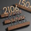 Creative Solid Wood Acrylic House Number Plate - Punch-Free, Light Luxury for Residences & Hotels