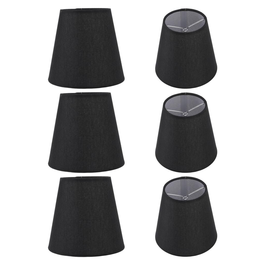 6Pcs Lampshade Lamp Shade Modern Simple Style Home Decoration Black for Small E14 Bulb