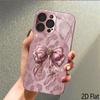 Розовый Бант Леопард 2D Плоский Для iPhone17 18 16 15 14 13 12 11 Pro Max XS XR 8 7Plus Чехол для Телефона Ударопрочный Защитный Задний Чехол