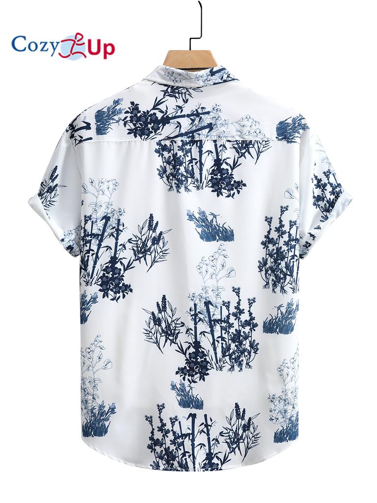 Гавайская рубашка с бамбуковым узором, мужская повседневная рубашка с короткими рукавами и принтом по всей длине для летнего пляжного курорта