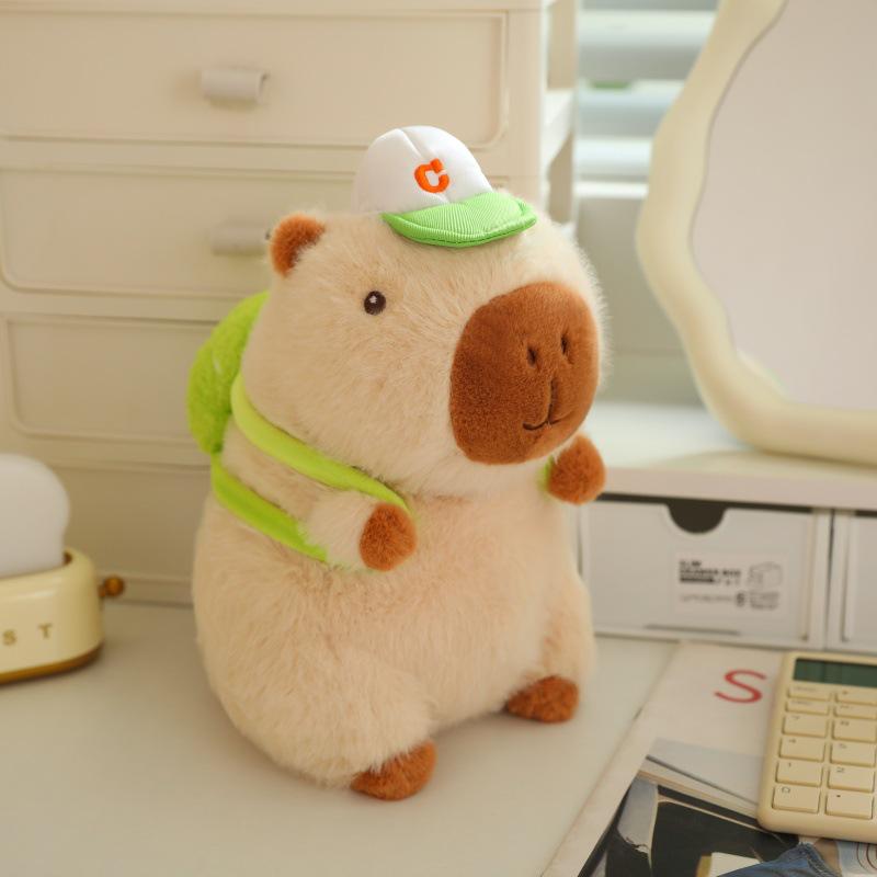 Плюшевая игрушка Капибара Сопливый Мишка: Милый брелок для бейсболки с браслетом на кнопке