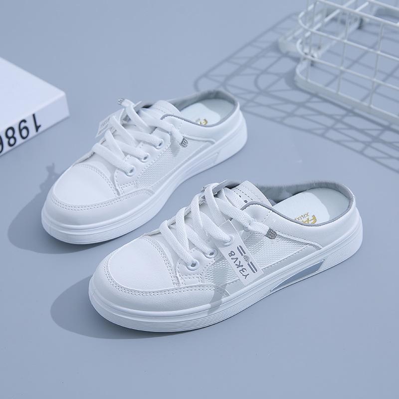 Baotou полутапочки женские верхняя обувь лето 2025 новые повседневные однопедальные ленивые тонкие белые туфли D207