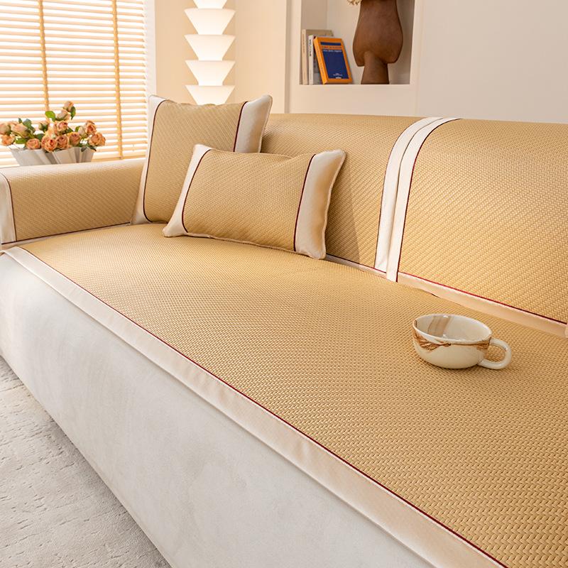 Natural Rattan Mat Sofa Mat Summer New Non-Slip Seat Cushion Summer Ice Mat Solid Wood Sofa Cover