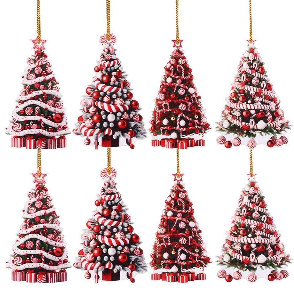 Christmas Tree Decoration Ornament Cat/Elk/Pine Tree Style Acrylic Pendant