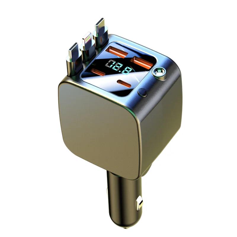 Зарядное устройство 7 в 1 с выдвижным кабелем USB Type-C PD, блок питания для iPhone, Samsung, кабель для быстрой зарядки, адаптер прикуривателя