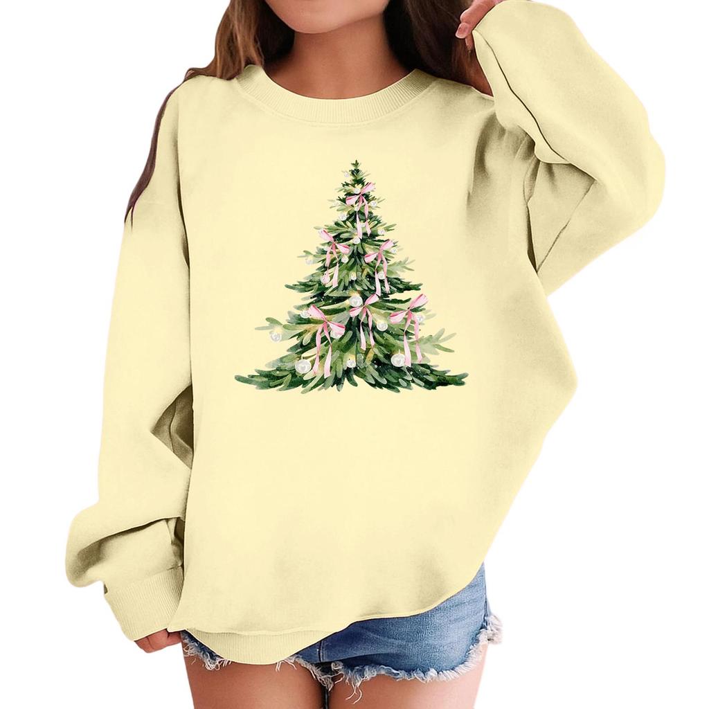 Children's Fashionable Casual Long-sleeved Loose Christmas Print Pullover Sweatshirt