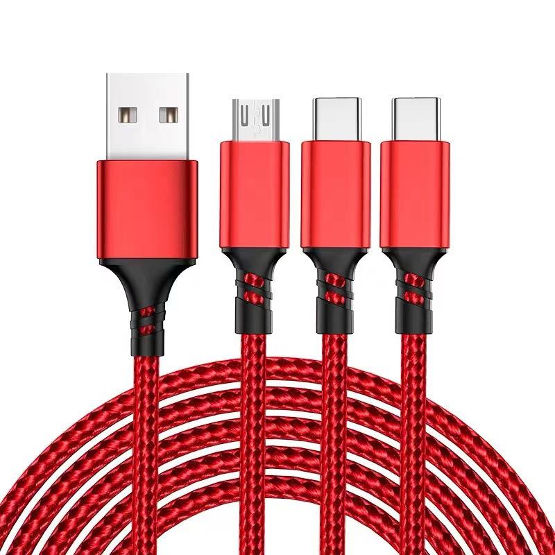 Плетеный нейлоновый кабель передачи данных 3-в-1 для быстрой зарядки, небольшой подарок