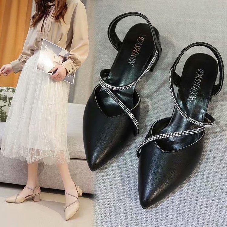 Fashion Sandals Fairy Wind 2021 New Summer Bag Head Thick Heel Rhinestone High Heel with Skirt Women's Shoes