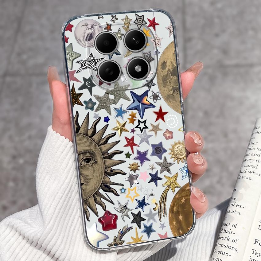 For Redmi Note 15 14 13 Pro Plus 5 5A 4 4X Phone Case Chinese Style Red-Crowned Crane Patterns Transparent TPU Shockproof Casing For Redmi Soft Covers
