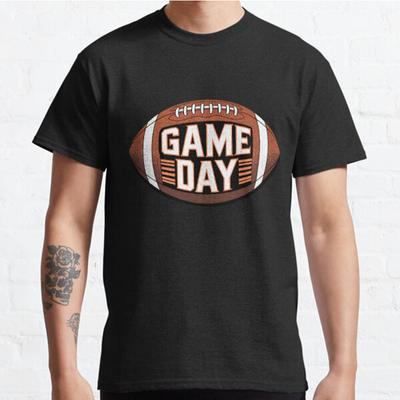 Мужская мода повседневные футболки с коротким рукавом Game Day Football черные футболки больших размеров