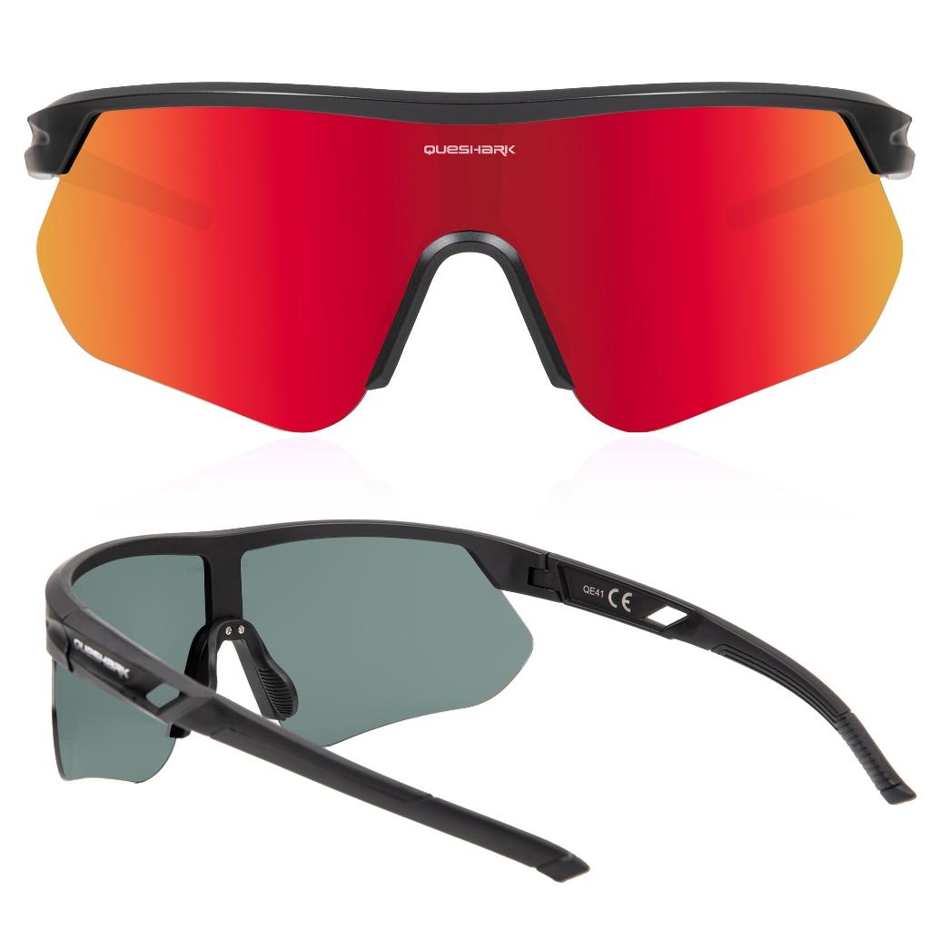 QUESHARK взрослые HD Clarity Линзы Полная защита от ультрафиолета UV400 и бликов Солнцезащитные очки для велоспорта Спортивные очки для горного велосипеда Очки для езды на шоссейном велосипеде