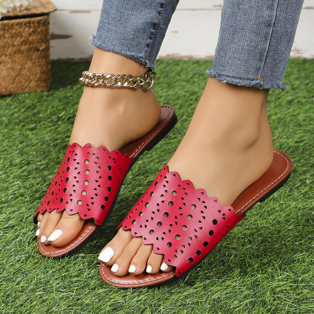 2024 Высококачественная женская обувь Базовые женские тапочки Модные полые повседневные тапочки Женские новые тапочки больших размеров на плоской подошве Zapatos