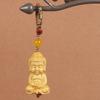 3.5inch Wood Buddha Key Chain Pendant Bag Hanging Decoration Accessory Handmade for Men Women
