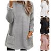 Women's Fashion Casual Long Sleeve Pocketed Round Neck Casual Warm Long Sleeve T-Shirt