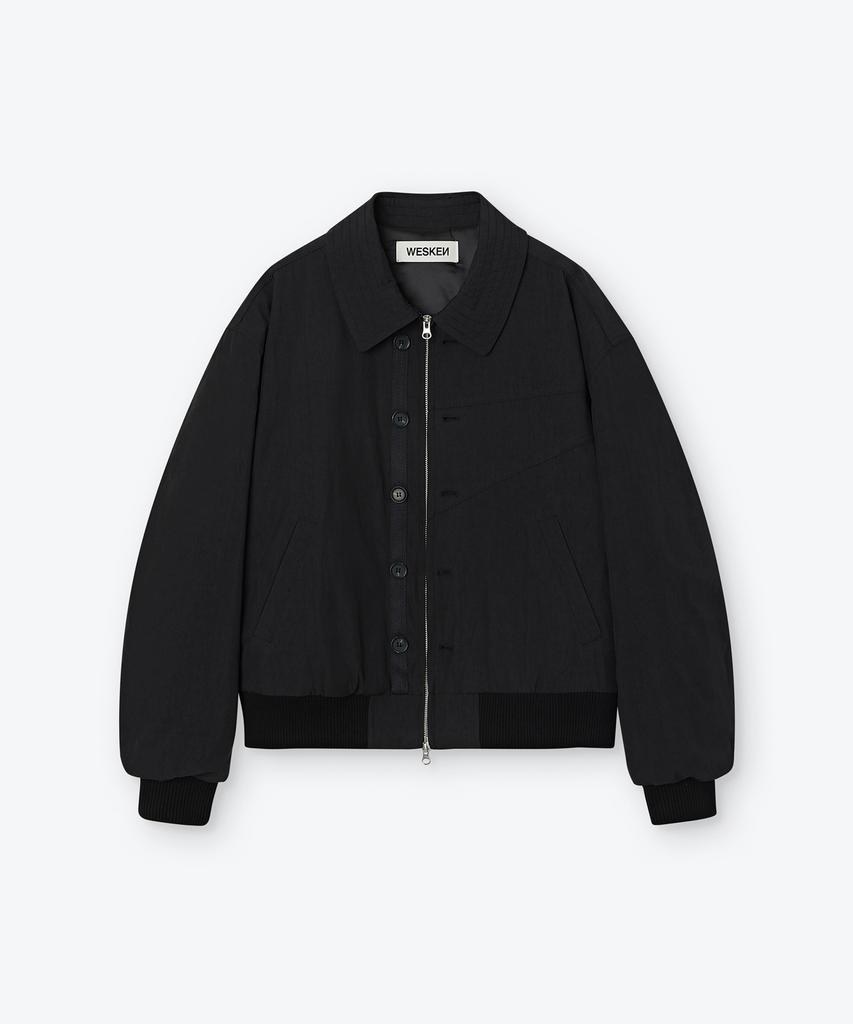 Wesken Washed Cotton Panelled Jacket (Black)