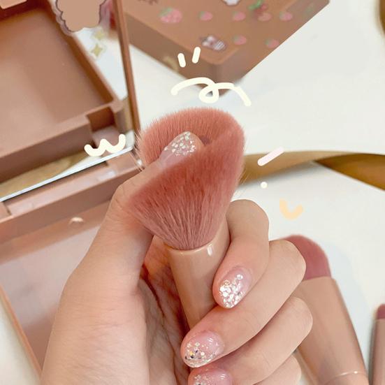 Yousheng 5 шт./набор кистей для макияжа с зеркалом в коробке, портативная профессиональная основа, рассыпчатая пудра, румяна, тени для век, консилер для губ и бровей