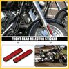 Front Lower Fork Reflector Sticker Rear Saddlebag Reflective Cover Universal Oval Red 2 Pcs Auto Replacement Parts