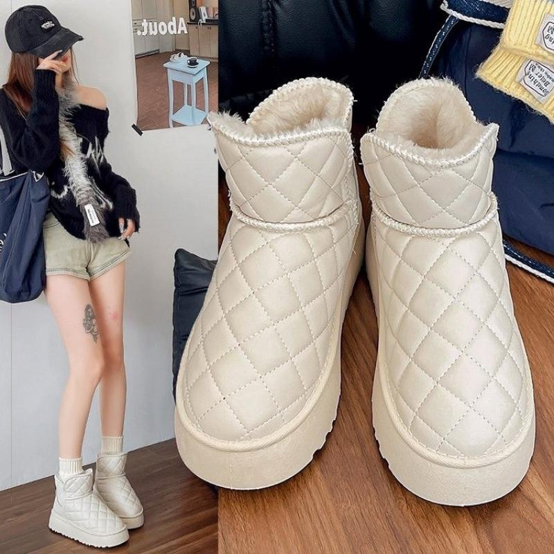 Мода 2024 года, новые женские зимние сапоги, зимние теплые плюшевые сапоги, женская повседневная обувь до щиколотки на толстой подошве, женская обувь