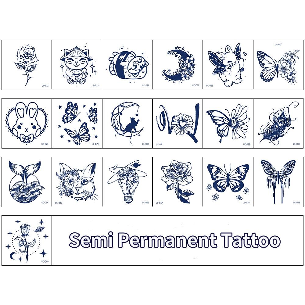 21/10/6/1 листов полуперманентной водонепроницаемой, но съемной временной татуировки с маленьким цветком и бабочкой