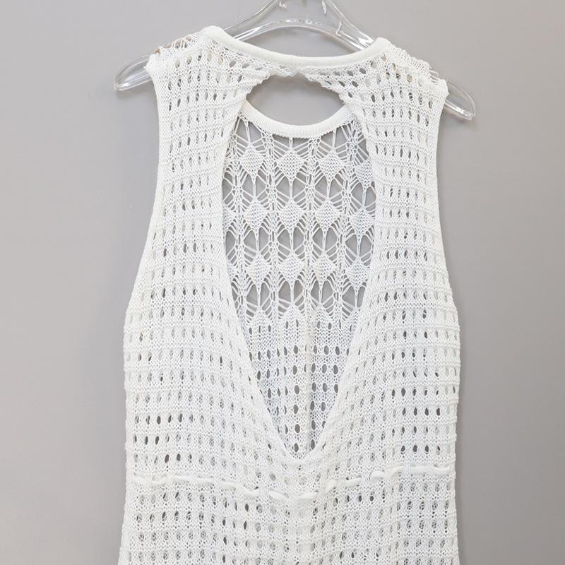 Летнее женское полое вязаное сексуальное платье с кисточками, пляжное бикини, прикрытие, праздничный купальник, длинное платье