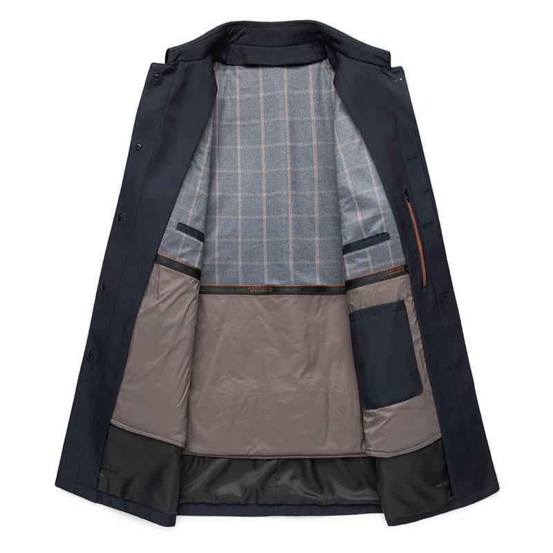 Ветровка мужская со съемной подкладкой, зимнее пальто средней длины для пап среднего возраста, повседневное деловое пальто с утолщенными лацканами