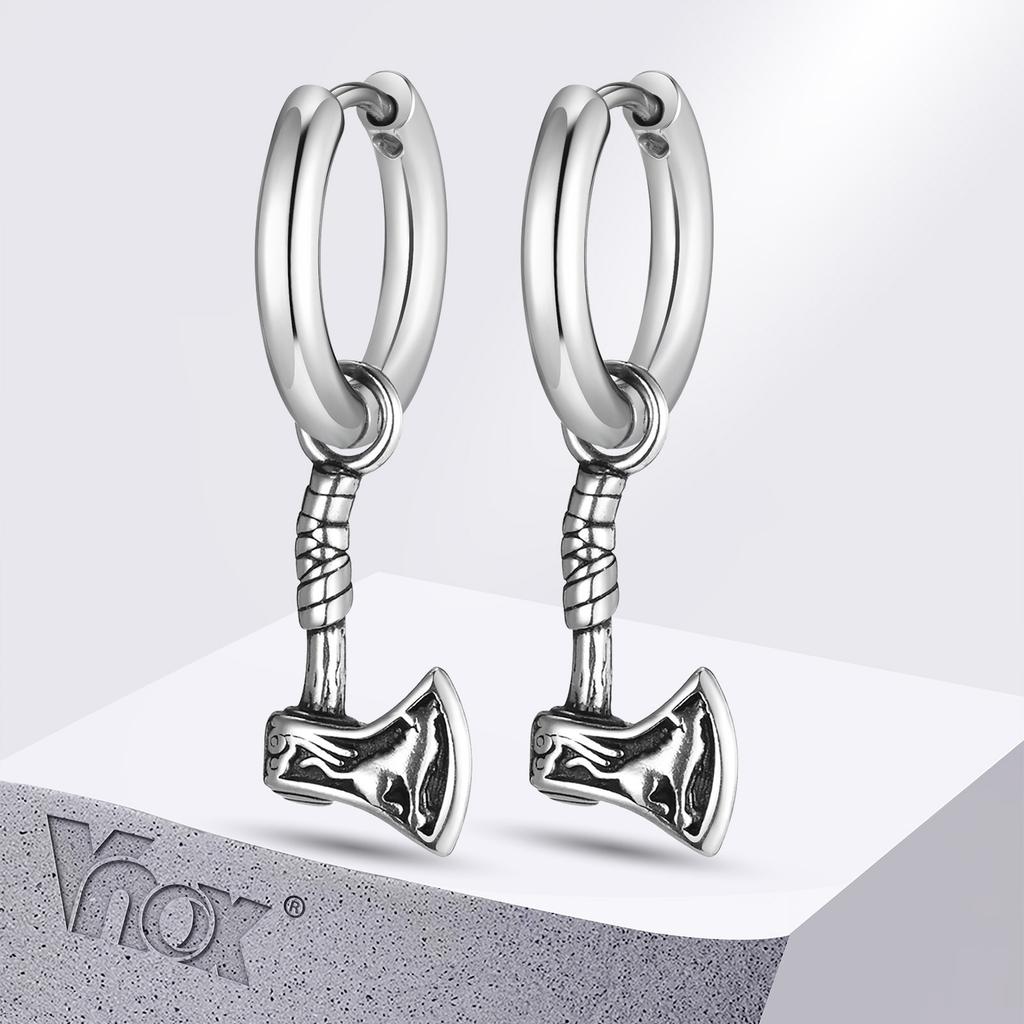 Vnox Викингский Топор Кольца-Серьги для Мужчин Нержавеющая Сталь Подвески Мифология Норвегии Ювелирные Изделия Подарок