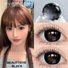 EYESHARE 1 Pair (0~-6.00 Grade) Colored Contact Lenses for Eyes Doll Black Natural Color Lenses with Prescription Degree