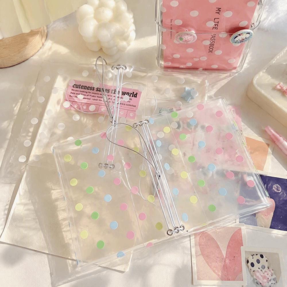 Polka Dot Print Transparent Passport Cover Elastic Band Design Portable Notebook Cover Casual