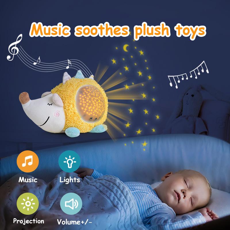 Kids Soft Toys Stuffed Sleep Led Night Lamp Stuffed Animal Plush Toys with Music Lamp Stars Projector Light Baby Toys for Girls Boy