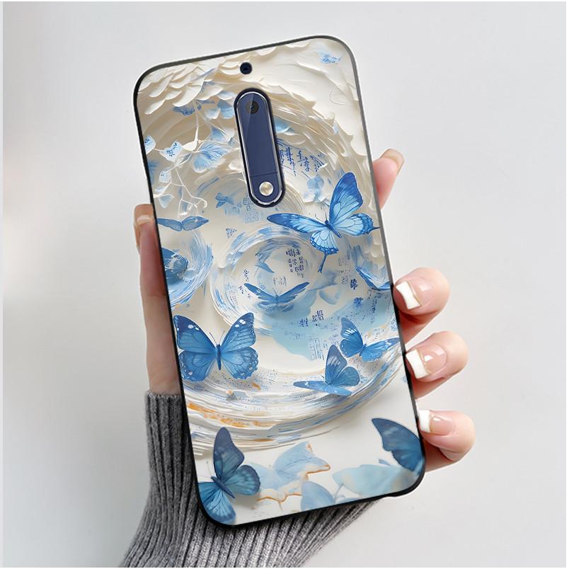 Чехол Для Nokia 5 Эстетичный Модный Милый Кот Мультяшный Черный Мягкий ТПУ Чехол для Телефона Для Nokia 5 Чехол-Бампер TA-1053 TA-1024