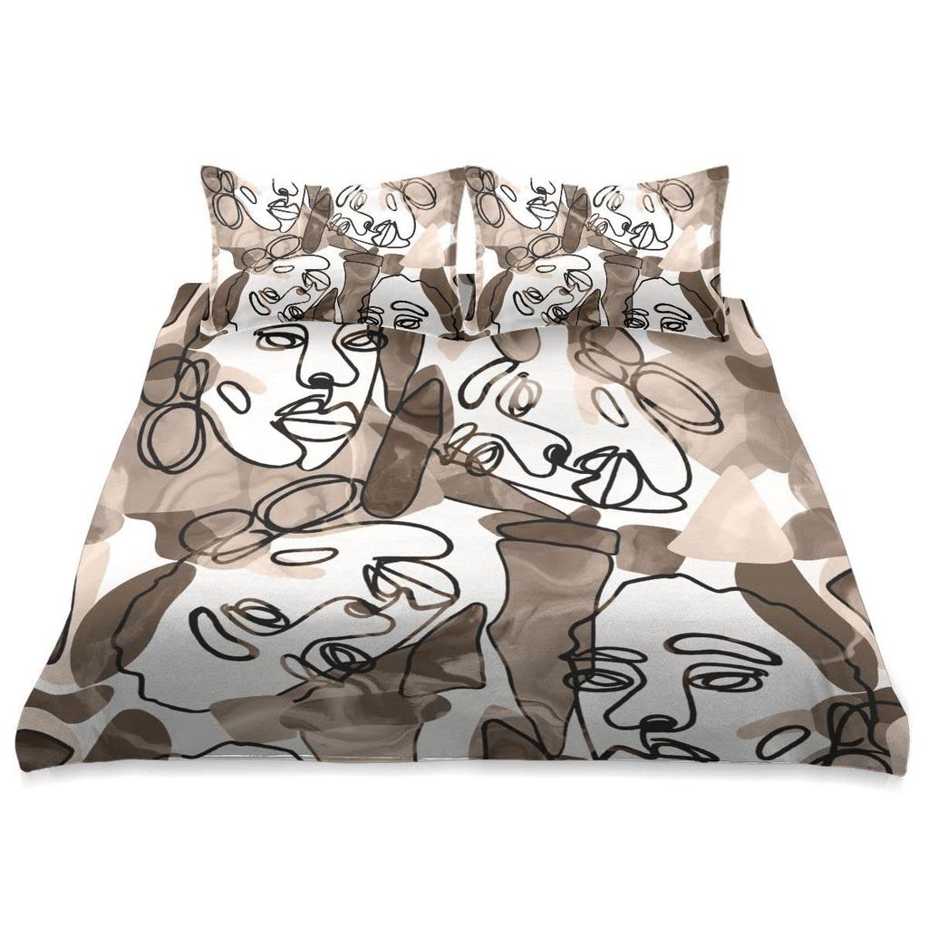 Human Face Comforter Cover Sets For Teens Lightweight Down Quilt Covers Abstract Shape Face Pattern Bedspread Cover No Comforter