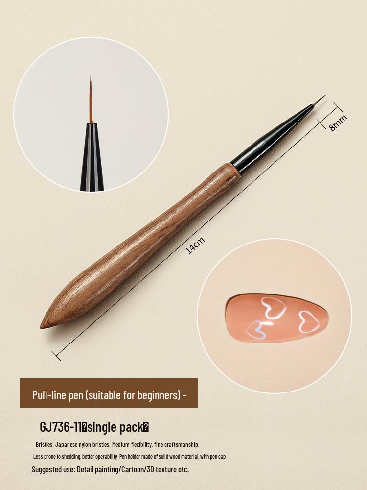 Набор кистей для нейл-арта из японского сандала с градиентным омбре и круглой головкой для гелевой росписи