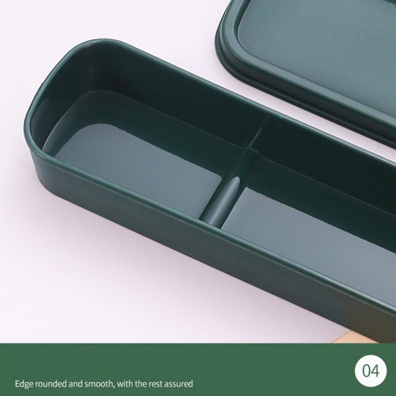 Wheat Straw Tableware Box Multicolor Portable Cutlery Case Spoon Fork Storage Box Students Household Dinnerware Bag Kitchen Tool