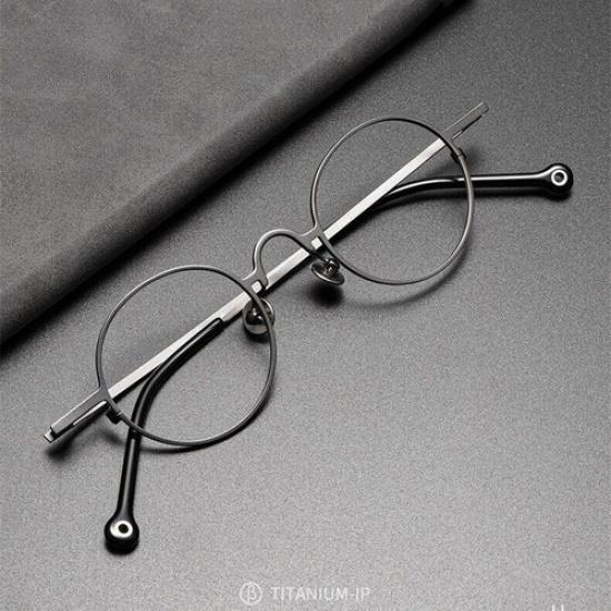 Pure titanium Vintage Round 41mm Eyeglass Frames Japanese Spectacle Glasses
