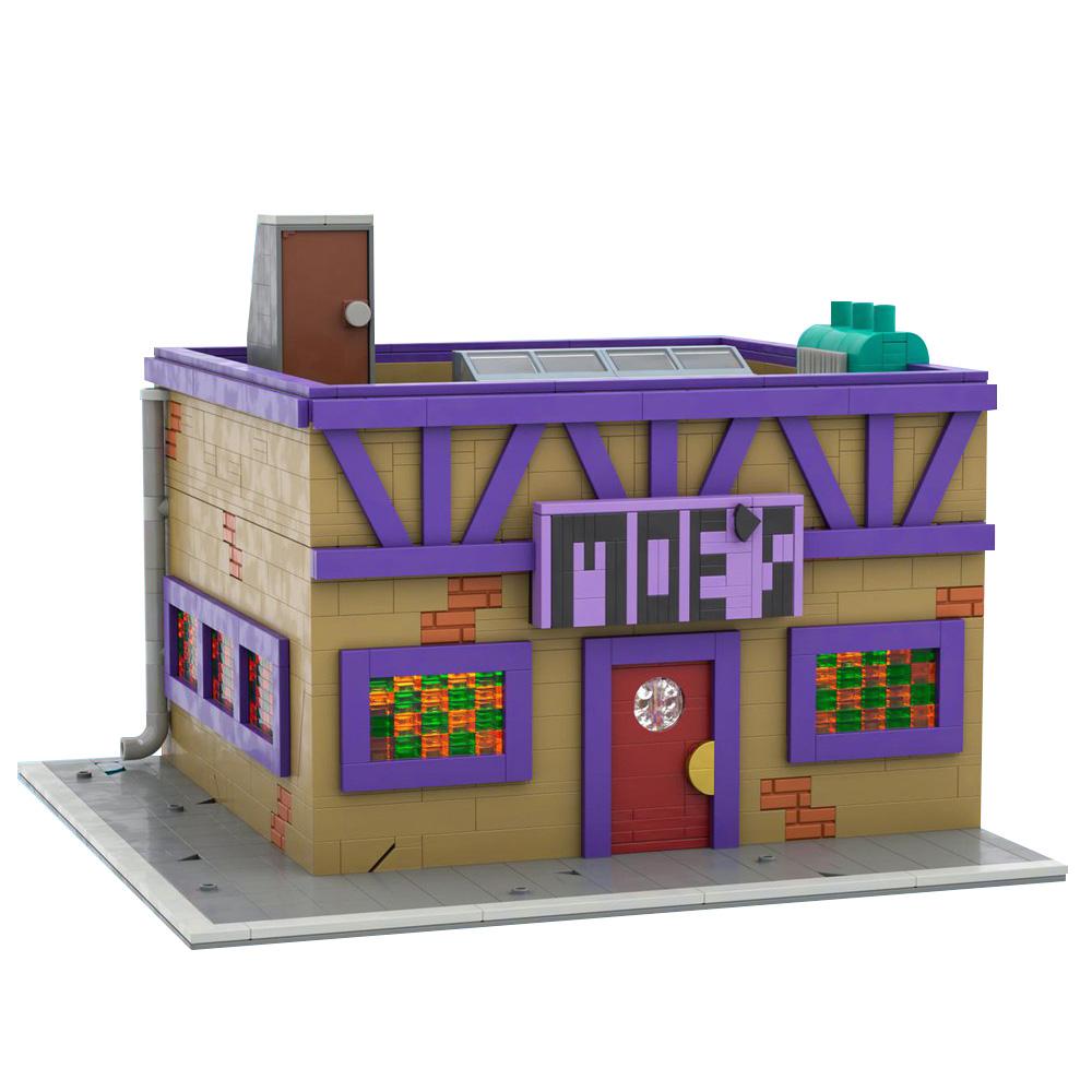 Gobricks MOC Модульный дом Симпсонов Таверна Мо Модульный дом Симпсонов Место проведения Таверна Мо Бар Строительные блоки Игрушки Подарок