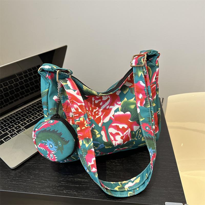 Fashion Northeast Big Flower Women's Shoulder Bag 2024 New Retro Ethnic Style Tote Bag Large Capacity Handbag