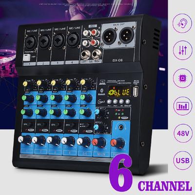 48V Портативный Bluetooth 6-канальный Микшерный пульт Аудиомикшер с USB DJ Звуковой микшер MP3 Разъем Усилитель Караоке