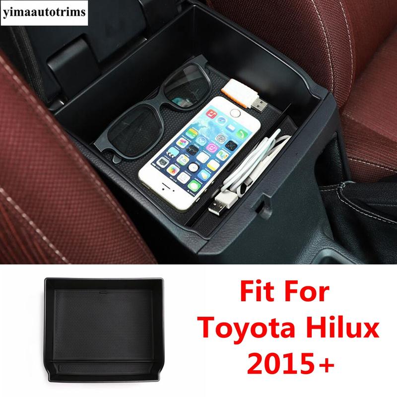 Central Control Armrest Storage Box Organizer Container Phone Holder Tray For Toyota Hilux 2015 - Auto Interior Accessories
