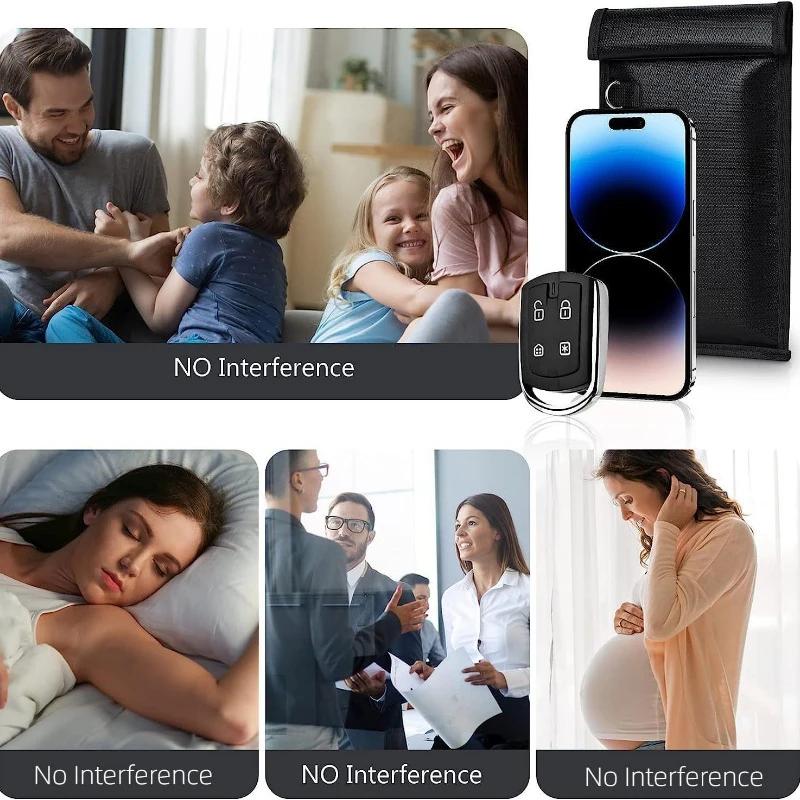 Car Key Signal Shielding Bag RFID Blocking Faraday Pouch Waterproof Fireproof Anti-Theft Protection for Keys Phones Storage