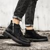 Fashion Cow Leather Suede Men Shoes Autumn Winter Casual Ankle Boots Outdoor Warm Snow Boots Lace -Up Zip Shoes Motorcycle Boots