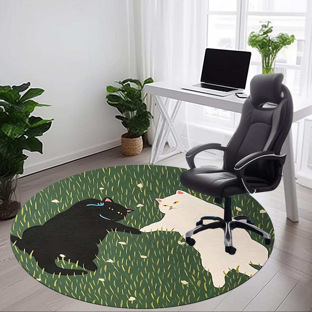 1pc Cats Friendship Office Round Area Rug, Under Office Chairs Bedroom Living Room Home Decor, Room Deco, Available in Various Sizes 234