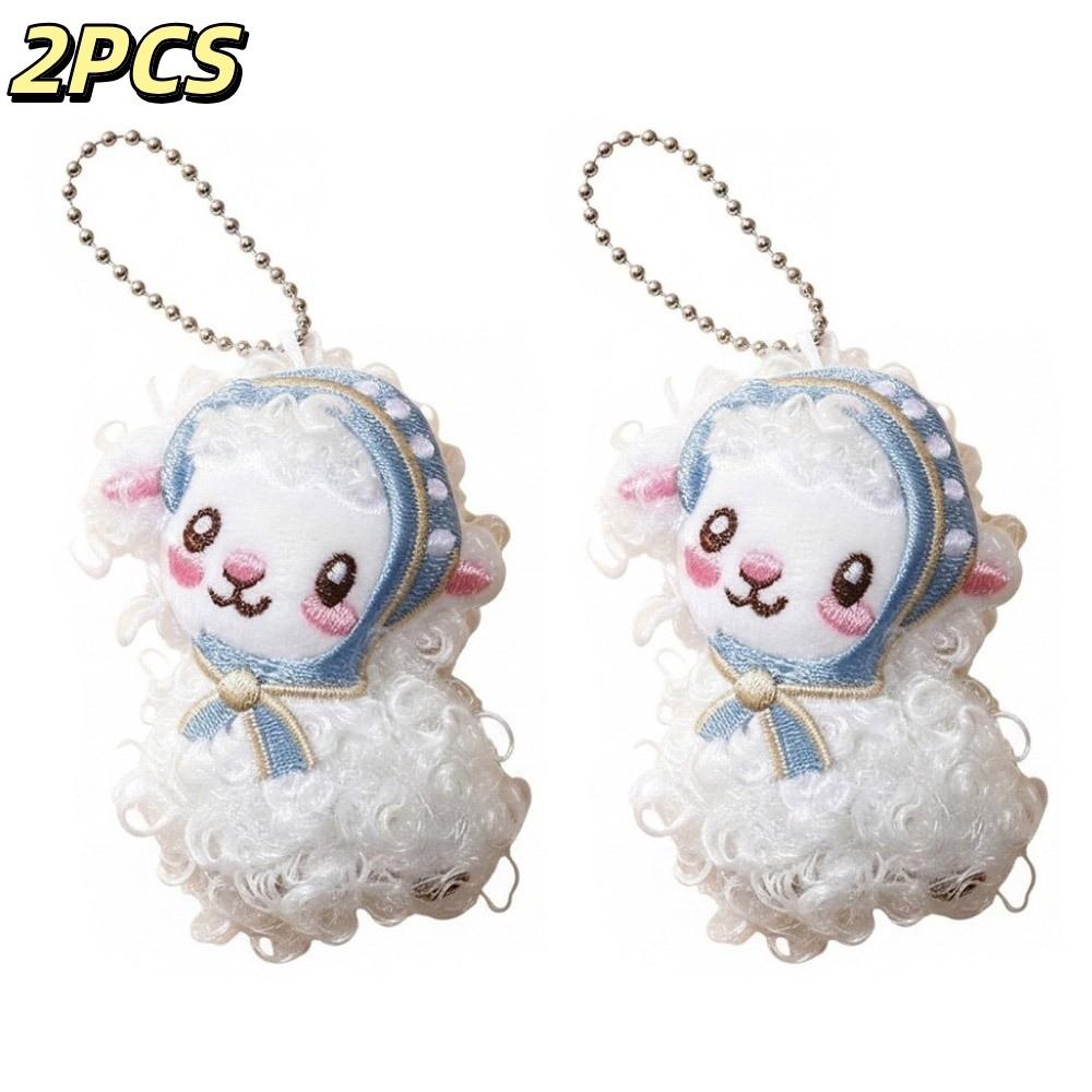 Kawaii Fluffy Lamb Doll Keychain Cute Cartoon Fluffy Hugging Pendant Year of the Sheep