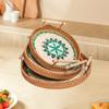 3Pcs Rattan Serving Tray, Decorative Wicker Woven Round Rustic Tea Bread Basket for Tea,