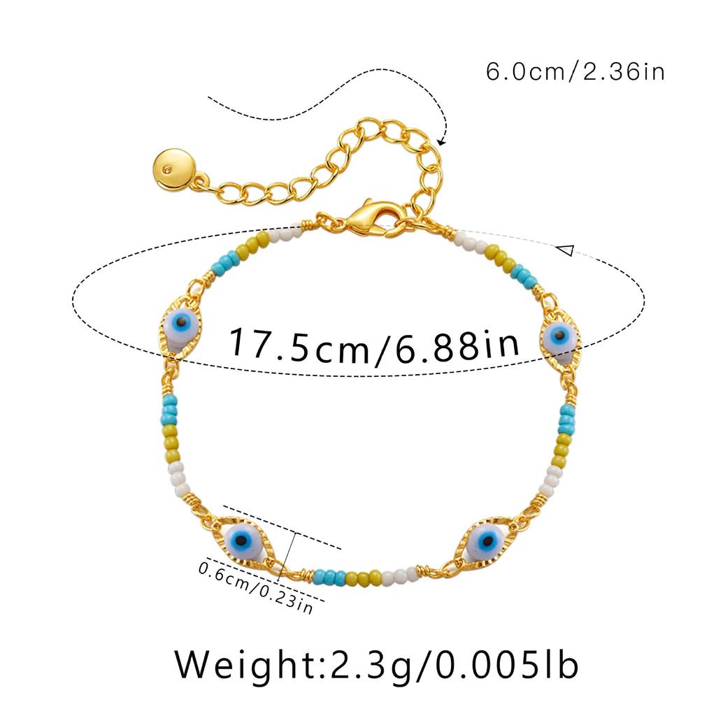 ANENJERY Красочные маленькие бусины, браслет с глазурью и глазками для женщин, браслет, ювелирные изделия для вечеринки, дня рождения, в этническом стиле