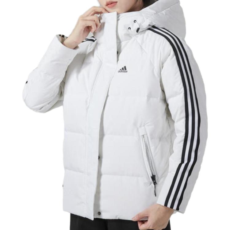 adidas Спортивная теплая куртка-пуховик с пышными рукавами и боковой полосой, женская верхняя одежда, белая IT8721