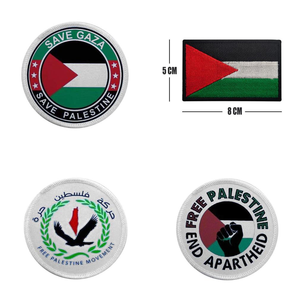 Ближний Восток Трансграничный Палестинский Значок Нарукавная Нашивка Аксессуары Флаг Боксер Вышитая Нашивка на Рюкзак на Липучке В Наличии